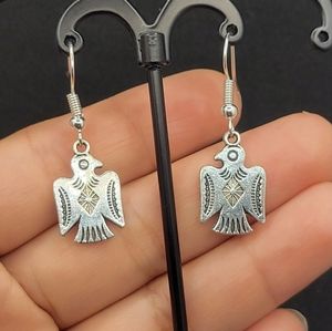 Sterling silver boho bird eagle earrings silver